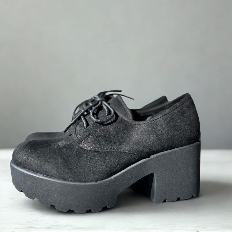 Zapatos Oxford con plataforma negros de mujer, modernos, cómodos y elegantes con suela gruesa.