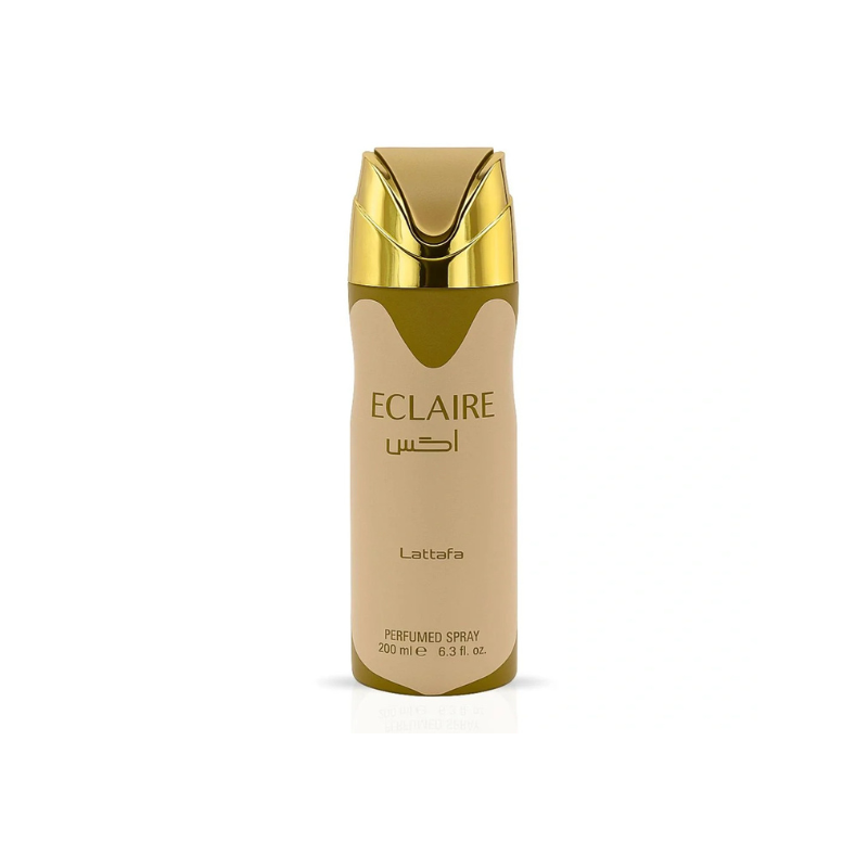 Desodorante Eclaire Lattafa 200 ml en envase beige y dorado